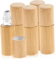WOFASHPURET 5pcs Portable Roller Bottles for Essential Oils and Perfume Durable Liquid Dispenser for Travel and Daily Care Wood Color Design