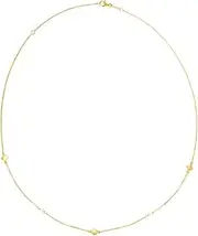 [JewelryWeb] 14k Yellow Gold Pearl Clover Chain Necklace With Lobster Clasp Jump-Ring At 41 Centimeters 1mm Chain width 46 Centimeters Chain-Necklace for Women and Men