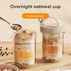 Meal Prep Container Overnight Oats On-the-go Glass Oatmeal Cup with Spoon Lid