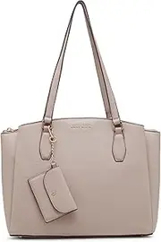 [Anne Klein] Triple Compartment Tote, Stone/Black, Stone/Black