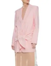 NWT Tibi Baby Pink Oversized Linen Blend Tie Blazer Size 4