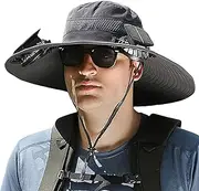 [Generic] Outdoor Wide Brim Solar Fan Outdoor Fishing Hat, Solar Fan Outdoor Fishing Hat & USB Charging