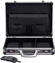 AR BRAND EST. 2021 Aluminium Briefcase Business Office Travel Work Laptop Attaché Bag (Black) Slim Design with Shoulder Strap