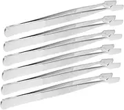 WRITWAA 6Pcs Stainless Steel Flat Wide Tip Tweezers Precision Tweezers for Jewelry Hobby Craft Stamping and Eyelash Application Durable Tongs for Various Uses