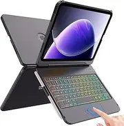 FUWANG Keyboard Case for iPad Air 11 inch (M3 2025 / M2 2024) & Air 5th 4th Generation 10.9 inch, 180 Flip 7-Colors Backlight Keyboard Case with Multi-Touch Trackpad for iPad Air 11 inch, Black