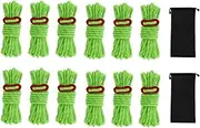 Kellegour Pack of 12 Reflective Guy Ropes Rope with Rope Tensioner, 4 m Tent Cord with Aluminium Alloy Tensioner, Reflective Tent Cord, 4 mm Reflective Guy Ropes for Tent, Camping, Hiking (Green)