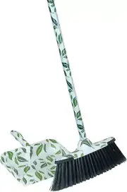 Superio Broom and Dustpan Set Leaf Design Print, Durable Home and Kitchen Broom