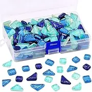 Swpeet 1Ib Glass Mosaic Tiles Pieces Stained Glass for Crafts, Mixed Colors and Patterns (Mosaic Tiles E)
