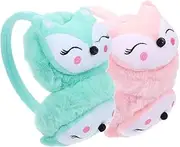 [Healeved] Comfortable Winter Earmuff for Children 2pcs Ear Warmers Fox Face Design