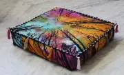 Indian Cotton Suqare Box Cushion Cover Floor Decor Pillow Covers Chair Cushions