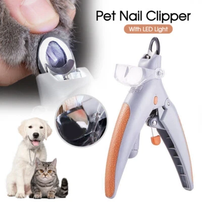 Nail Clippers Toe Claws Trimmer LED Light Cutter Pet Dog Cat 5X Magnification