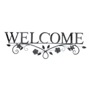 Metal 72cm Welcome Sign Flowers Home/Office Front Door/Wall Hanger Decor Plaque