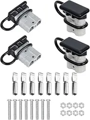 50 Amp Anderson Plugs and Connectors Kit Charger Battery Power Connectors Plug Quick Connect Disconnect 600V for Wire Harness Plug for Anderson Connector Dust Cover(Black 4Pcs)