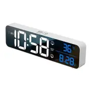Digital Mirror LED Alarm Clock for Bedrooms, Rechargeable Calendar Alarm Cloc...