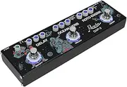 Blelsa 3-in-1 Guitar Multi Effects Pedal Delay/Ocean Verb/Roto Engine Aluminum Alloy Shell with True Bypass Function Portable Electric Guitar Effect Pedal Dc 9V 6.35Mm Input/Output Face Black