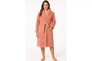 Womens Coral Fleece Plush Dressing Gown Bath Robe Soft Warm in Pink