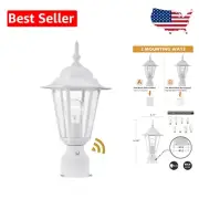 Water-Resistant Modern Post Light with Clear Glass Shade - Dusk to Dawn Sensor