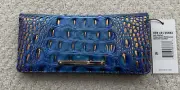 Brahmin Melbourne ADY Slim Bifold Leather Wallet DEEP AZURE Blue Copper NWT