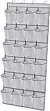 Over The Door Shoe Organizer,24 Large Mesh Pockets,Door Hangering Shoe Storage Bag,White(59" x 22")