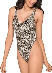 [Colloyes] Women's High Cut Low Back One Piece Swimwear Bathing Suits