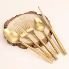 Matte Silverware Set Gold Flatware Set with Hexagon Handle 20 Pieces 18/0 Sta...