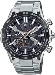 [Casio] Gents 55.60mm Solar Watch with Black Analogue dial and Silver Metal Bracelet Strap EQB-2000DB-1AER, Silver, EQB-2000DB-1AER-AMZUK