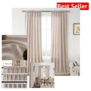 Sophisticated Boho Oatmeal Linen Curtains – 2 Panels Semi-Sheer Drapes 52”x108”