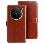 IDEWEI For vivo X100 5G Phone Leather Flip Case Wallet Stand Crazy Horse Texture