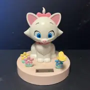 Solar Powered Dancing Bobble Head Toy - Disney Marie Cat With Flowers - Japan
