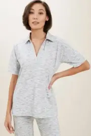 BNWT Seed Stormy Grey Spacedye Polo Top Sz Xxs