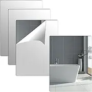 Olicky Pack of 4 Self-Adhesive Tile Mirrors 40 x 30 cm, Adhesive Mirror Tiles, Acrylic Decorative Mirrors, Wall Decoration