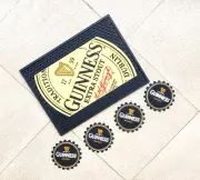 GUINNESS Rubber drip mat bar mat spill mat bar runner & 4pcs beer coasters pubs
