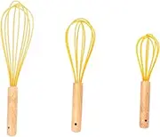 COLLBATH 3pcs Whisk Hand Mixer Pastry Milk Stirrer Manual Whisker Kitchen Multifunctional Baking Blender Yolk Mixer Egg Wooden