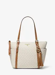 MK Sullivan Medium Logo Top-Zip Tote Bag - Natural - Michael Kors