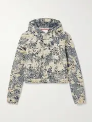 [Acne Studios] Acne Studios - Hooded Distressed Organic Denim-jacquard Jacket - Gray - large large Gray