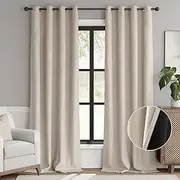 JINCHAN Blackout Curtain for Living Room Thermal Insulated Room Darkening Grommet Top Window Drape Bedroom Eyelet Curtain 1 Panel, Each W137cmxD2141cm Greige