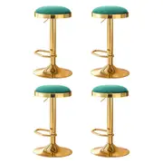 4x Bar Stools Kitchen Dining Chairs Velvet Padded Stool Green