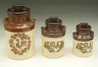 McCOY POTTERY YORKVILLE ROOSTER FARMHOUSE SET OF 3 CANISTERS JARS MILK CAN MIB