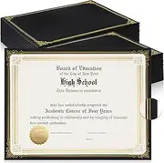 Kosiz 100 Pcs Single Sided Certificate Holders with Gold Foil Border for 8.5 x 11 Inch Certificates Cardstock Document Papers Graduation Diploma Covers Marriage Supplies, Linen Textured(Black)