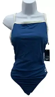 New Speedo Women Solid Flyback Training SwimSuit Size 12/38 Navy Blue Endurance+