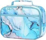 LEDAOU Lunch Box Kids Boys Girls Cute Insulated Lunch Box Reusable Lunch Bag Meals Tote Lunchbox for School Picnic Travel (W-Marble 52)