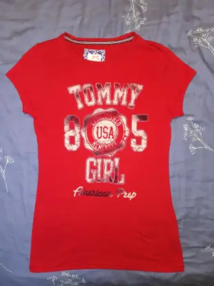 正品Tommy hilfiger (Tommy girl) 紅色短袖T-shirt T恤--M號