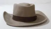 ASOS Men's Wide Brim Ribbon Trimmed Pork Pie Wool Hat CL8 Camel-Brown Medium NWT