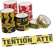 Tofficu 16 Rolls Warning Style Tape Barrier Scrapbooking Tape Light Reflective Tape Fluorescent Craft Tape Decorative Adhesive Stop Floor Stickers Sign Washy Packaging Paper