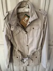 New with Tags Barbour Washed Amelia Belted Natural Weathered Jacket Size 10 Slim