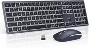 Wireless Keyboard and Mouse Combo 2.4G USB Silent Keyboard Set Rechargeable F...