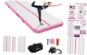Air Tumbling Mat, 6ft/10ft/13ft/16ft/20ft Inflatable 10ft(3x0.9x0.1m) Pink