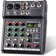Labymos 4-Channel Portable USB Mixing Console Digital o Mixer Supports BT Connection for Studio Network Live Broadcast DJ Karaoke