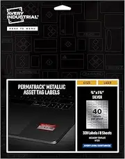 Avery Metallic Asset Tag Labels, 3/4 x 1-1/2", Laser Printable Tags, 320 Waterproof Labels (61523)