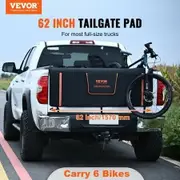Tailgate Bike Pad, 62" Truck Tailgate Pad Carry 6 Mountain Bikes, Upgraded Grooves Tailgate Protection Pad with Reflective Strips and Tool Pockets, with Camera Opening for Most Pickup Trucks